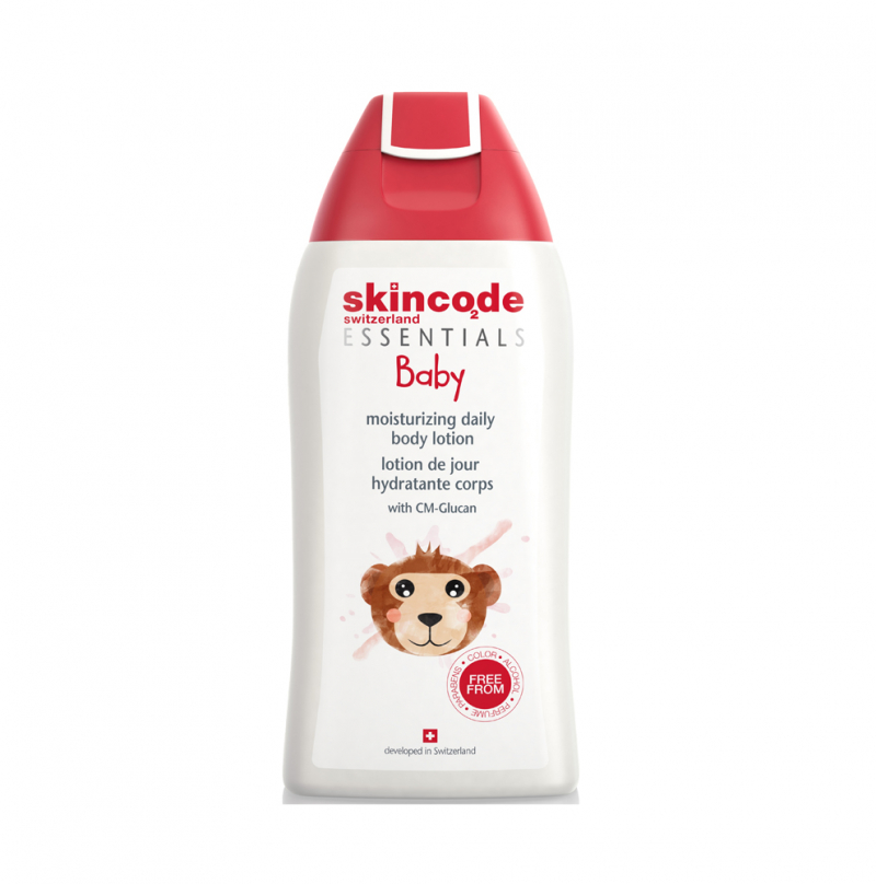 Lotion dưỡng ẩm kép bảo vệ làn da mỏng manh của bé Skincode essentials baby moisturizing daily body lotion